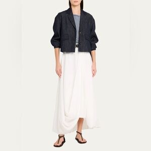 Brunello Cucinelli Indigo Single-Breasted Crop Jacket